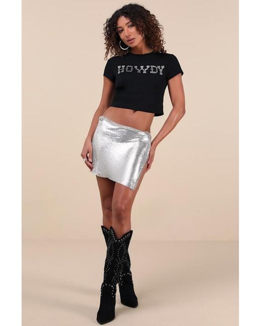Lulus Metallic Chelsia Chain Link Asymmetrical Cover-Up Mini Skirt