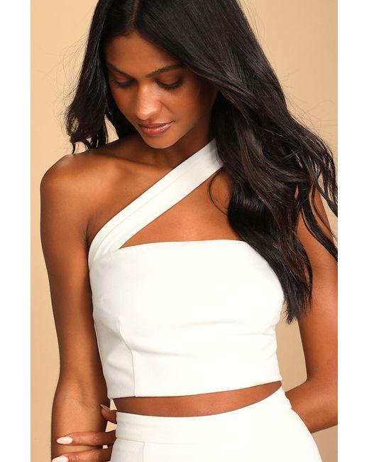 Lulus Natural Flaunt It Like That One-Shoulder Two-Piece Jumpsuit