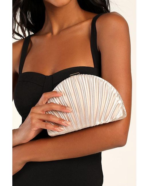 Lulus Black Pleat Perfection Satin Pleated Hard Clutch