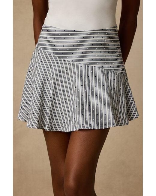 Lulus White Paulette Ivory And Striped Skater Mini Skirt