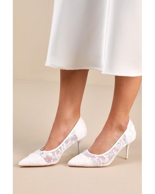 Lulus Natural Millie Rose Mesh Pointed-Toe Pumps
