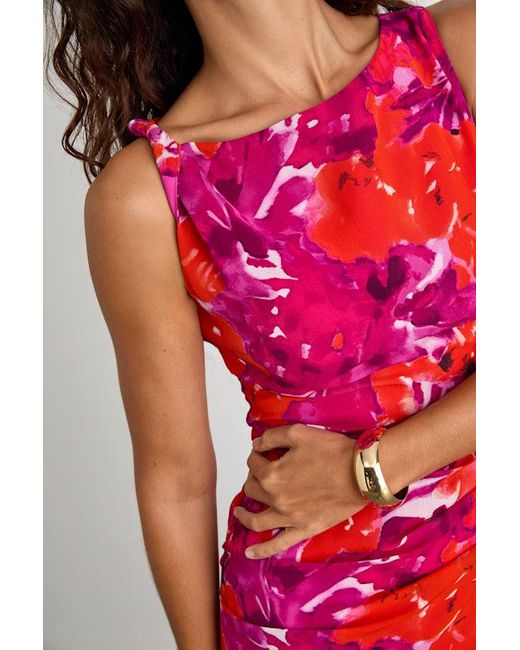 Lulus Red Roanes Floral Boat Neck Pleated Mini Dress