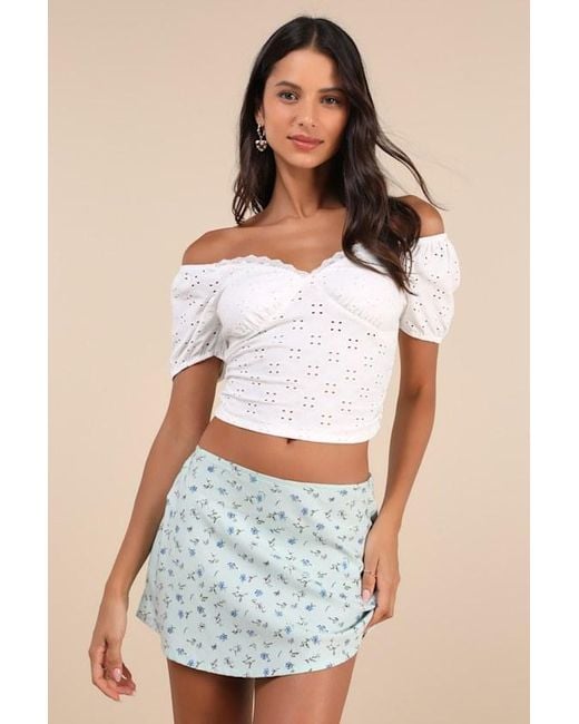 Motel Blue Mckenna Floral Low-Rise Micro Mini Skirt