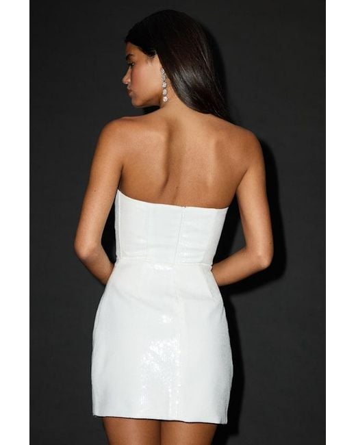 Lulus Natural Pristine Dazzle Sequin Strapless Mini Dress