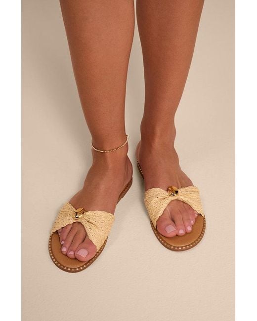 Lulus Natural Robby Raffia Slide Sandals