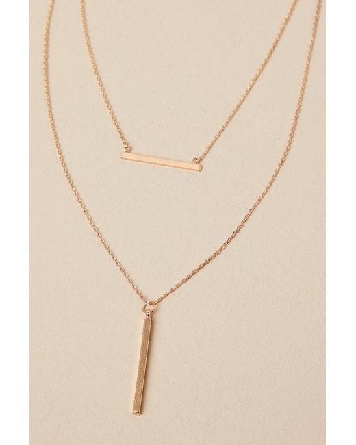 Lulus Natural Bring You Cheer Layered Bar Charm Necklace