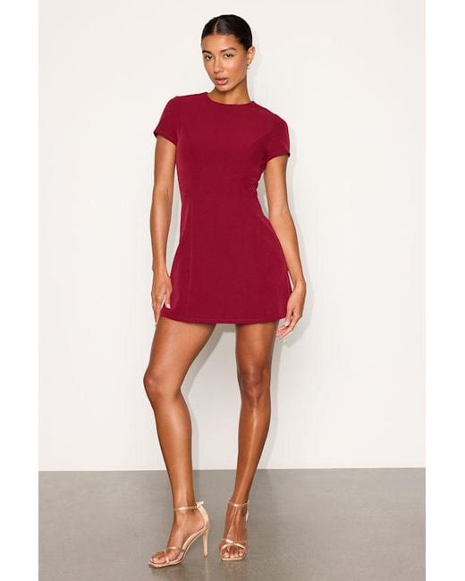 Lulus Red Renetta Ponte Knit Short Sleeve Mini Dress