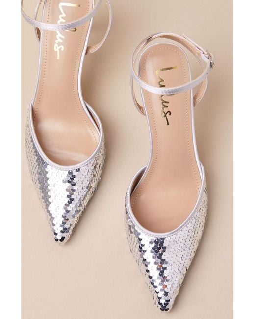 Lulus Black Arley Sequin Ankle Strap Pumps