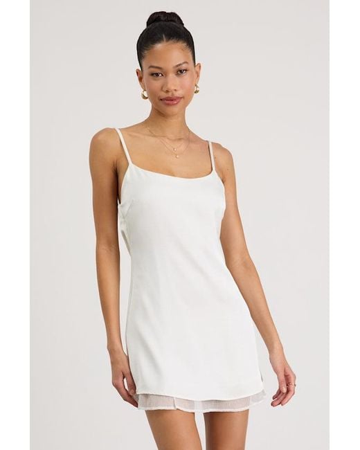 Lulus White Dandria Satin Cowl Back Mini Dress