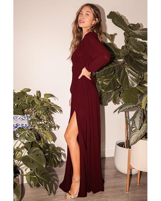 Lulus Brown Love You So Long Sleeve Maxi Dress