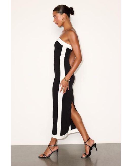 Lulus Natural Impressive Edge Color Block Strapless Midi Dress