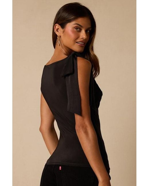 Lulus Black Nerida Slinky Knit Cowl Neck Bodysuit