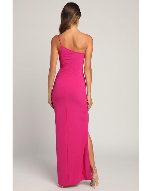 Lulus Pink Keeper Of My Heart One-Shoulder Maxi Dress