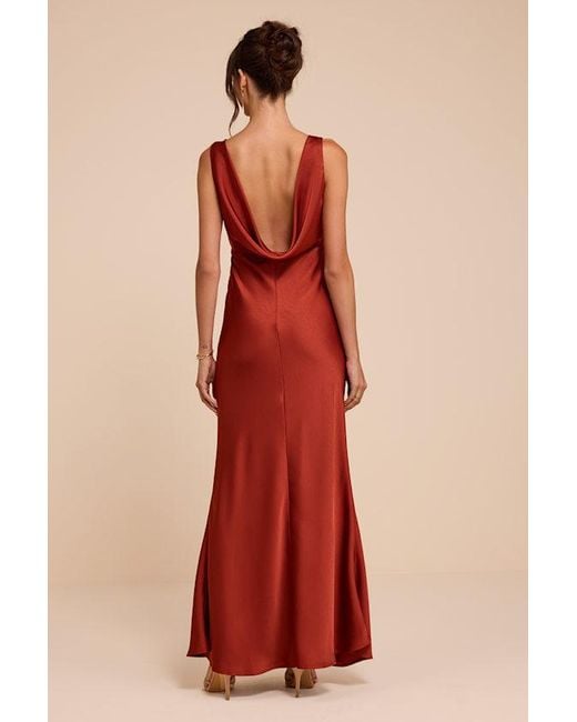 Lulus Red Hatley Satin Cowl Back Maxi Dress