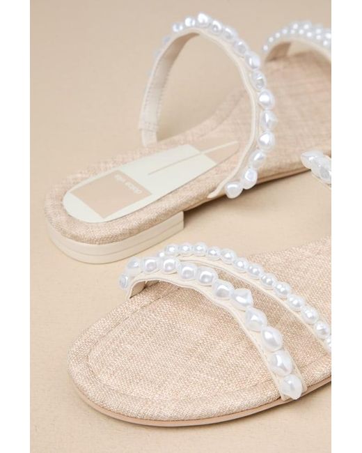 Dolce Vita Natural Tinker Low Heel Pearl Vanilla Strappy Slide Sandals