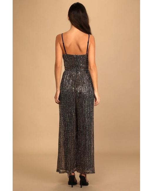 Lulus Brown Disco Party Multi Metallic Wide-Leg Jumpsuit