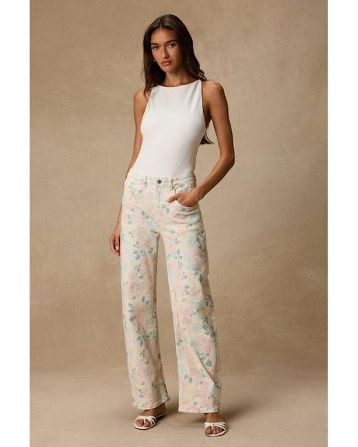 Steve Madden Natural Sydnee Floral Wide-Leg Jeans