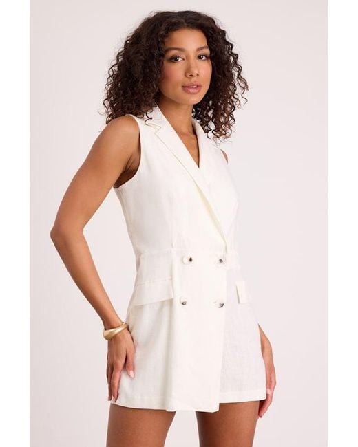 Steve Madden White Paris Tweed Collared Romper