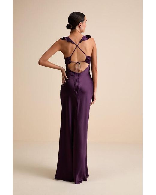 Lulus Multicolor Exuberant Luxury Satin Ruffled Lace-Up Maxi Dress