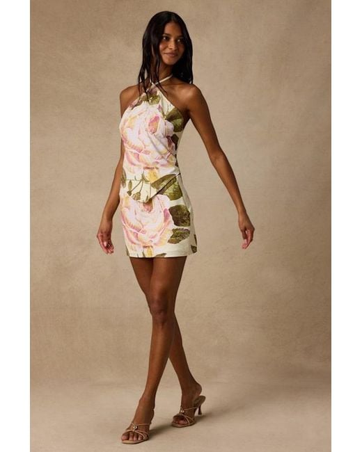 Lulus Pink Dawson Floral Satin Mini Skirt