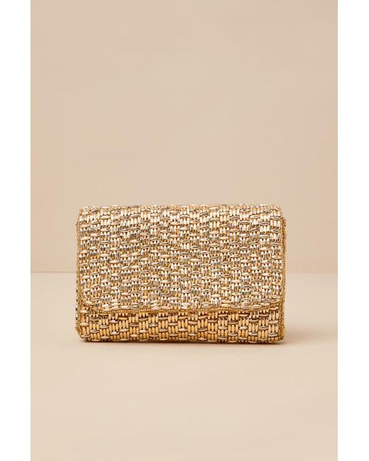 Lulus Orange Stunning Glow Beaded Rectangular Mini Clutch