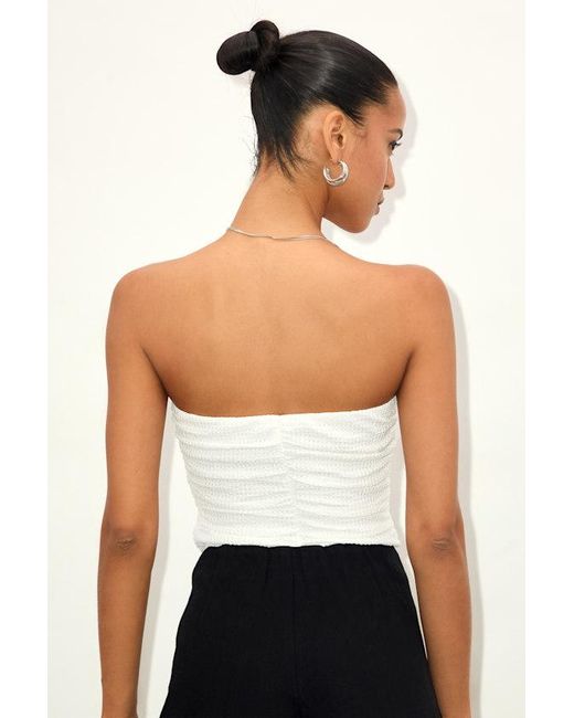 Lulus Black Muna Textured Strapless Cutout U-Bar Bodysuit