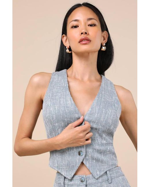 Lulus Natural Alfonsa Tweed Button-Front Vest Top