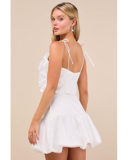 Lulus Natural Angelic Perception Taffeta Bubble-Hem Mini Skirt