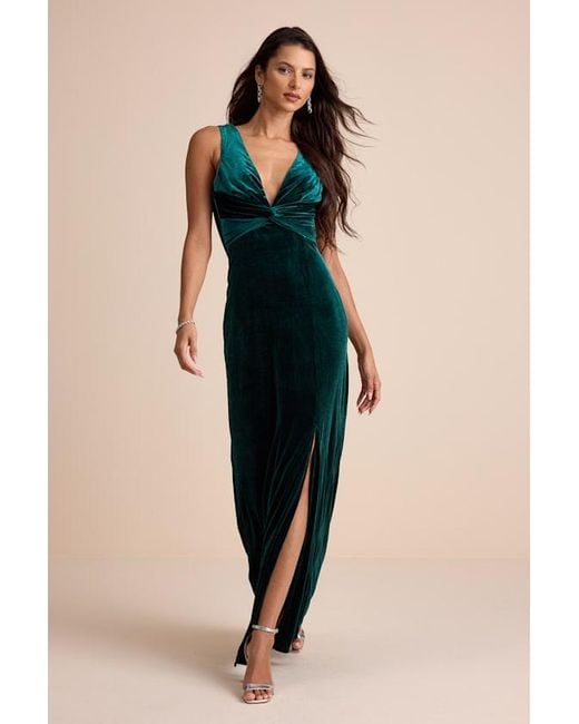 Lulus Enhanced Aura Velvet Cowl-Back Maxi Dress in Blue | Lyst UK