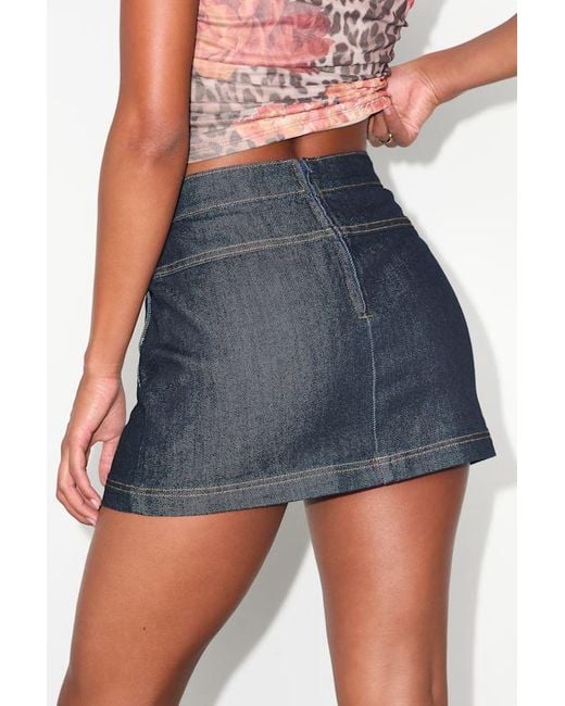 Lulus Blue Katina Dark Wash Denim Mid-Rise Skirt