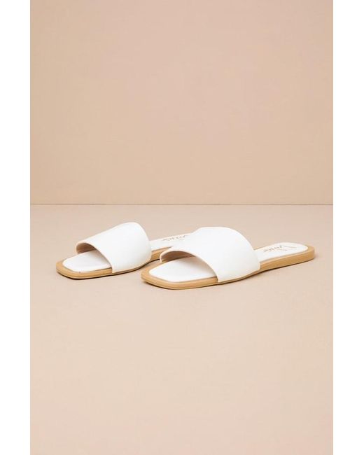 Lulus Natural Brenner Flat Square-Toe Slide Sandals