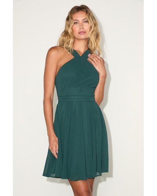 Lulus Green Forevermore Skater Dress