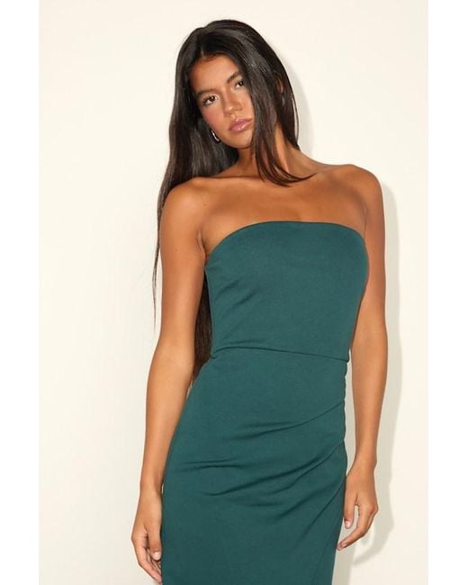 Lulus Green Farah Strapless Tulip Midi Dress