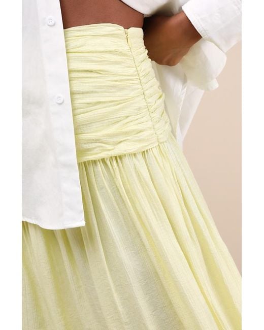 Lulus Natural Kesia Textured A-Line Midi Skirt