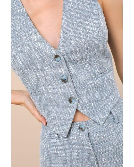 Lulus Natural Alfonsa Tweed Button-Front Vest Top