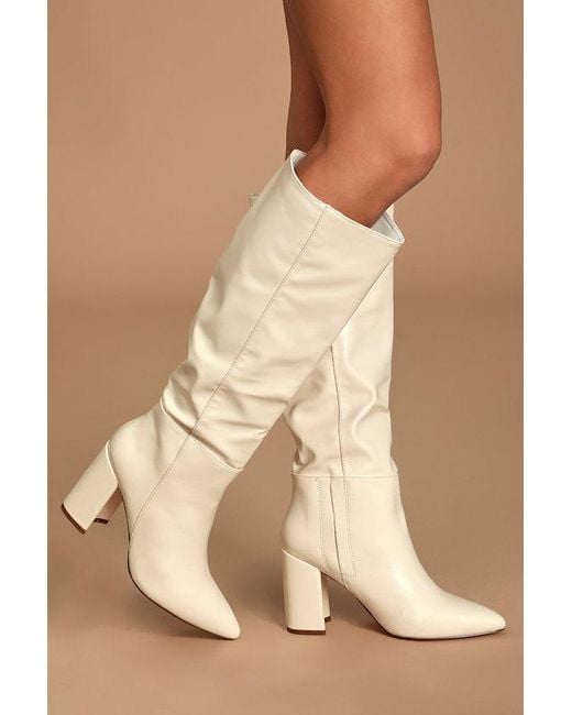 Lulus Natural Katari Off Pointed-Toe Knee High Boots