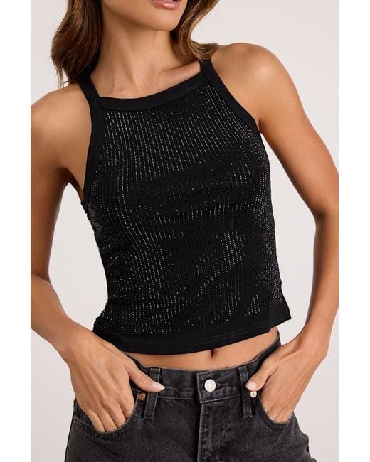 Lulus Black Amata Rhinestone Racerback Tank Top