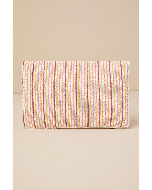 Lulus Blue Vibrant Charm Multi Beaded Embroidered Clutch