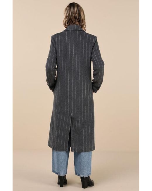 Steve Madden Blue Prince Pinstripe Double-Breasted Coat