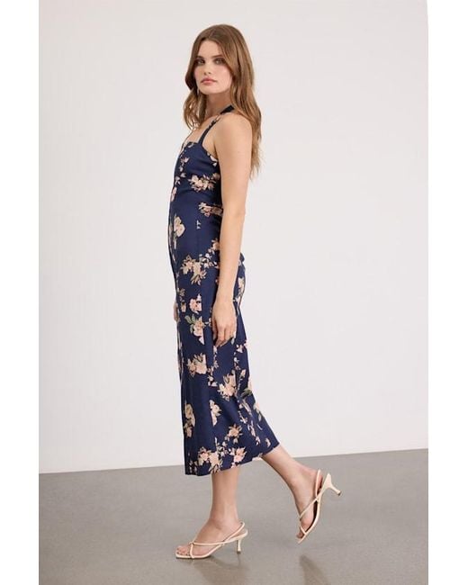 Lulus Blue Arrosa Floral Halter Midi Dress