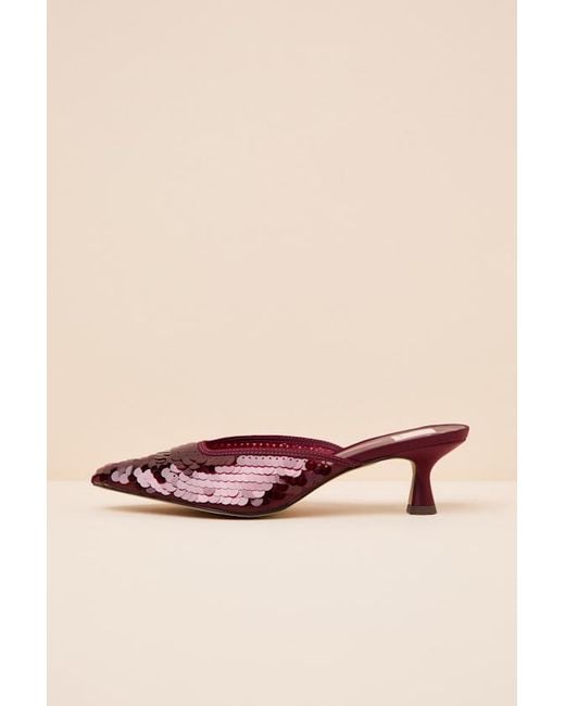 Dolce Vita Pink Cleo Cranberry Sequin Pointed-Toe Mule Pumps