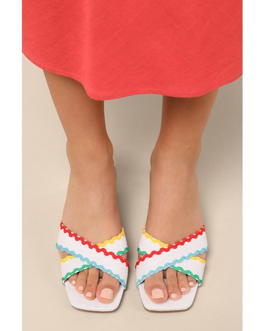 Matisse Natural Principessa Rick Rack Trim Low Heel Slide Sandals