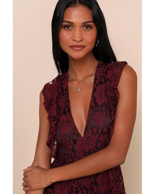 Lulus Molinetto Lace Ruffled Tiered Sleeveless Maxi Dress