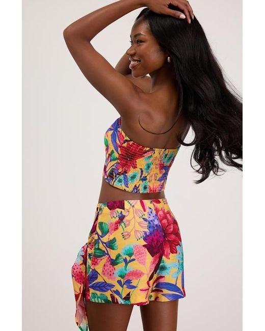 Lulus Red Kysa Multi Floral Wrap Skort