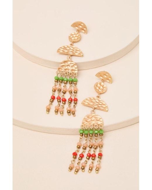 Lulus Natural Marisela Hammered Beaded Statement Earrings