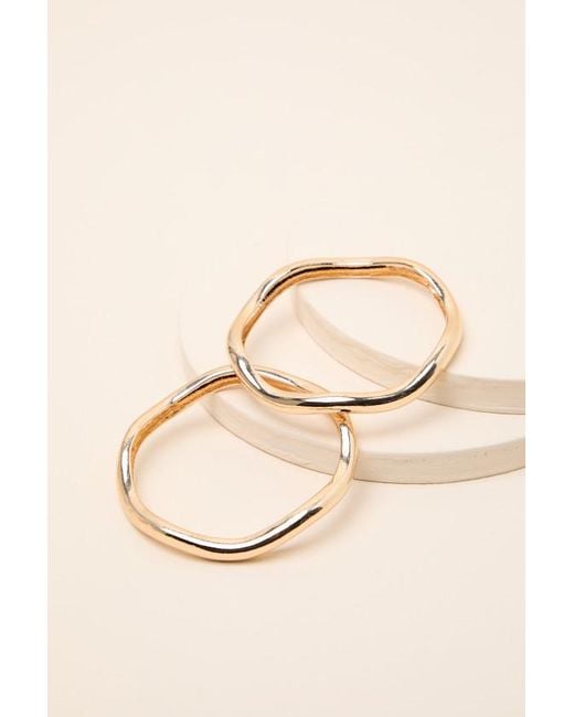 Lulus Natural Marla 14Kt Wavy Two-Piece Bangle Bracelet Set