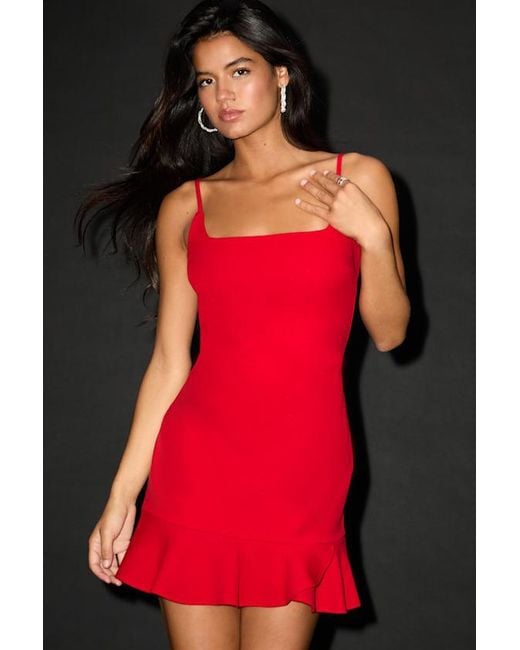 Lulus Red Compelling Composure Sleeveless Ruffled Bodycon Mini Dress