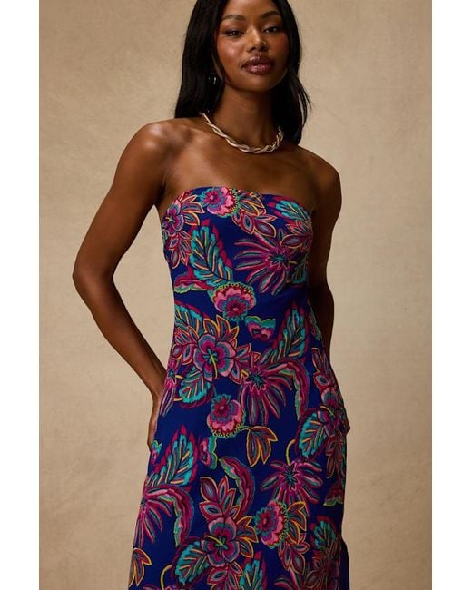 Lulus Purple Sofia Multi Boho Print Strapless Maxi Dress
