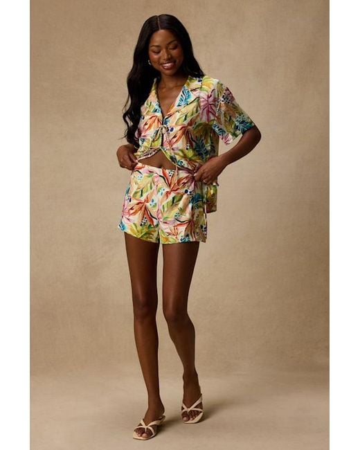Lulus White Talise Multi Tropical Print High-Rise Shorts