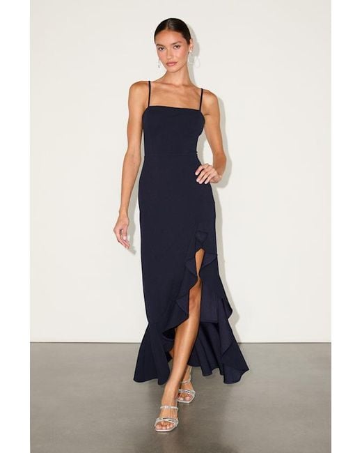 Lulus Blue Iveta Cutout Ruffled Sleeveless Midi Dress